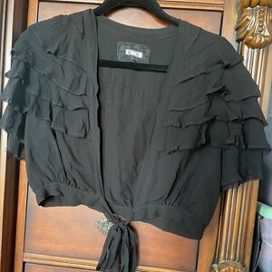 Reformation Early 2000’s Cropped Tie Front Ruffle Top